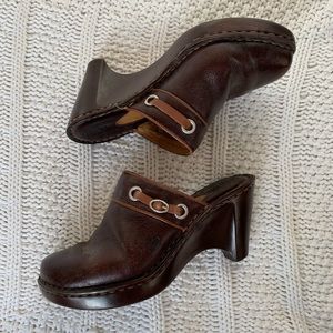 Brown Leather Clogs